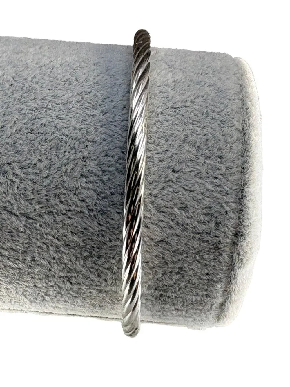 925 Sterling Silver Twisted Cable Wire Open Cuff Bangle Bracelet 52mm 4.62g